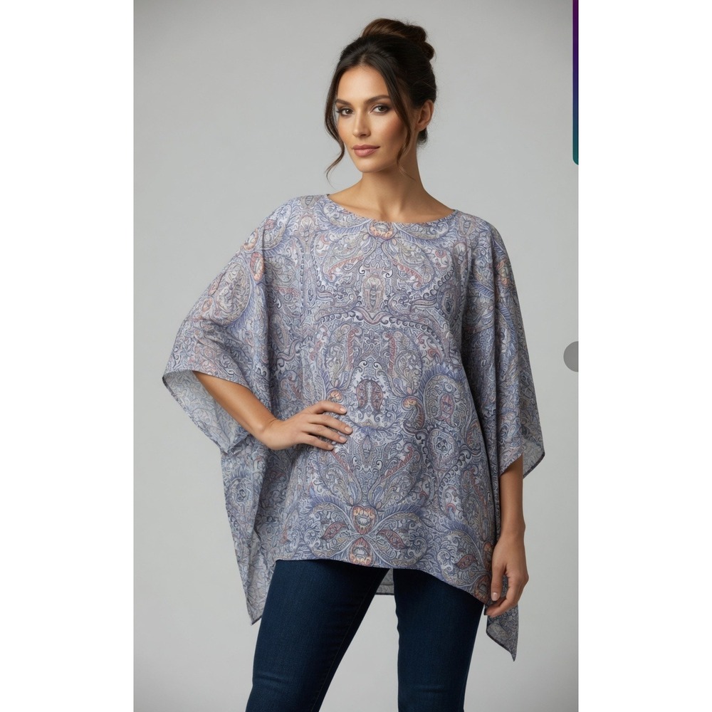 J Jill Blouse S Kaftan Handkerchief Flowy Blue Pure J Jill Boho Fairy Festival